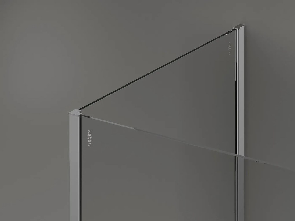 Mexen Kioto, 3-stenová sprchová zástena Walk-In 135 x 90 x 40 cm, 8mm číre sklo, chrómový profil, 800-135-090-221-01-00-040