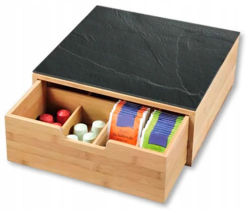 Kesper Stojan na kanvicu so zásuvkou, Organizér na čaj / kávové kapsuly, motív bridlica