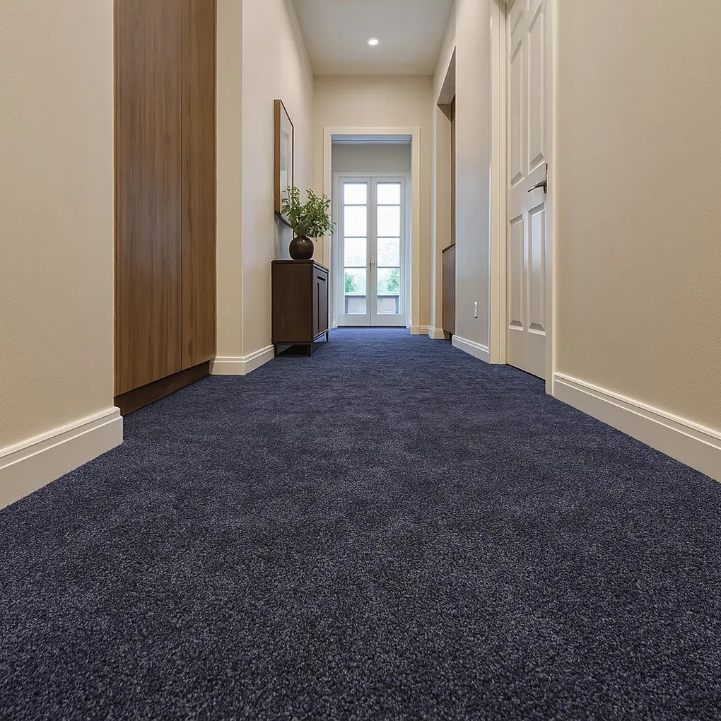 Tapibel, Koberec metráž Supersoft 710 tm. modrý, na mieru, šíře 4m, modrá, ab (mriežka), chodba / predsieň