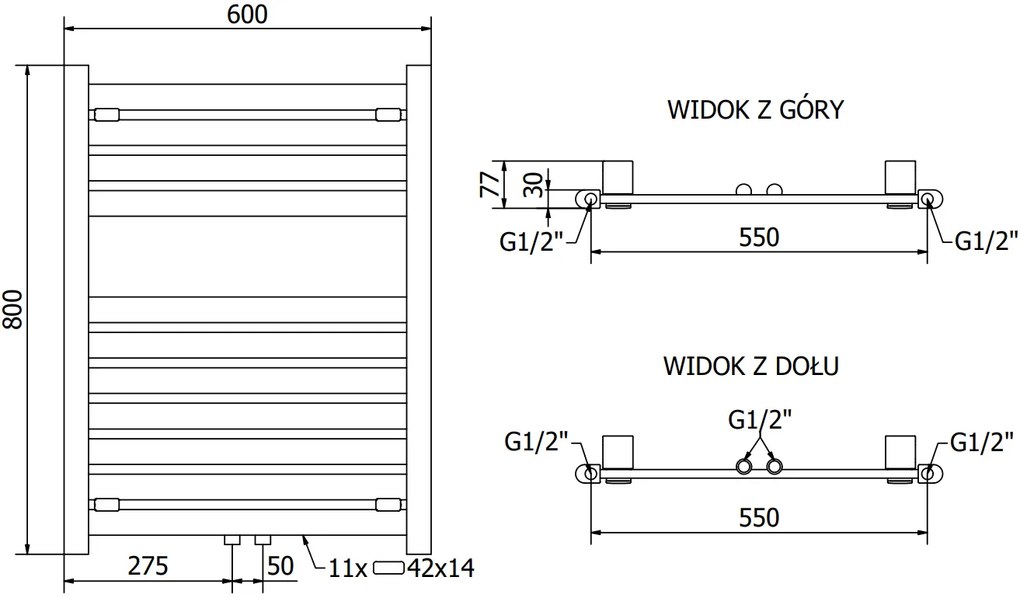 Mexen Uran, vykurovacie teleso 800x600 mm, 420 W, antracitová, W105-0800-600-00-66