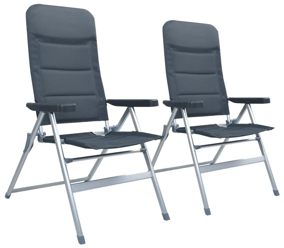 vidaXL Sklápacie záhradné stoličky 2 ks, hliník, sivé | BIANO