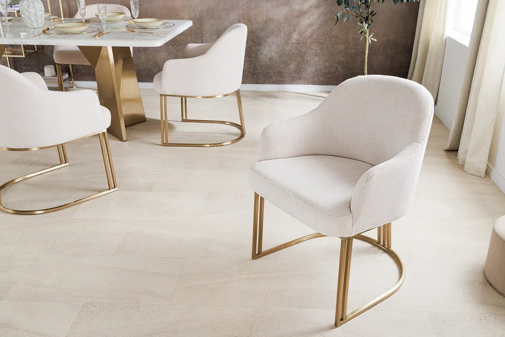 Stolička EXTRAVAGANCIA béžový kordurový materiál