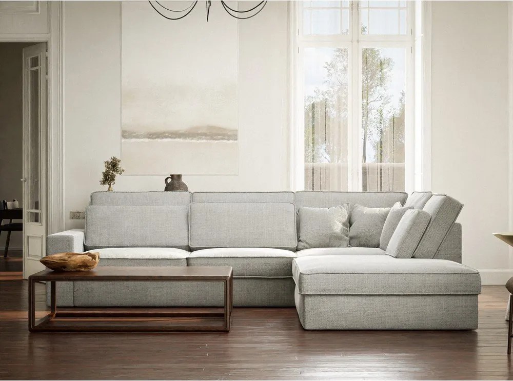 Svetlosivá ženilková rohová pohovka (pravý roh/do L) Kirou – Maison de Rêve