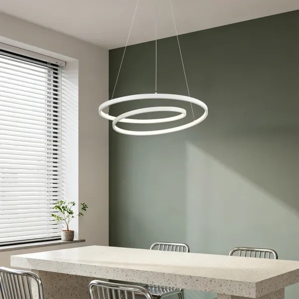 Brilagi-LED Stmievateľný závesný luster na lankách TWISTER LED/48W/230V, priemer 50 cm, biela, s diaľkovým ovládaním