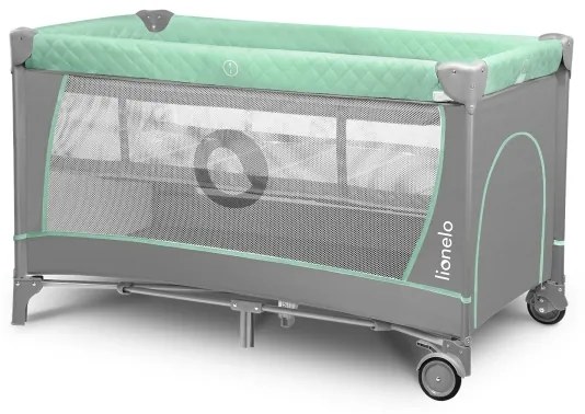 Lionelo - Cestovná postieľka FLOWER tyrkysová