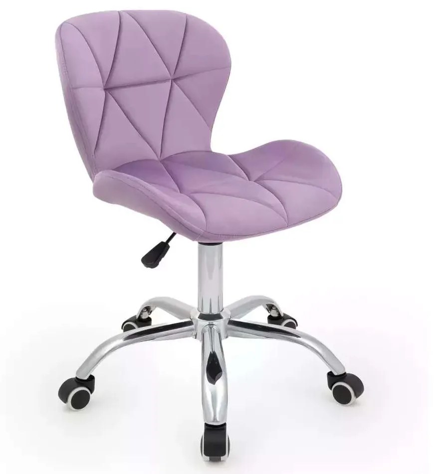 LuxuryForm DESIGN Stolička LIVIO VELUR na striebornej podstave s kolieskami - levanduľa