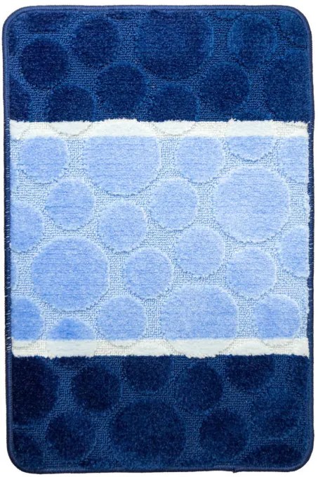 Sada kúpeľňových koberčekov SIENA modrá, pruhy / bodky