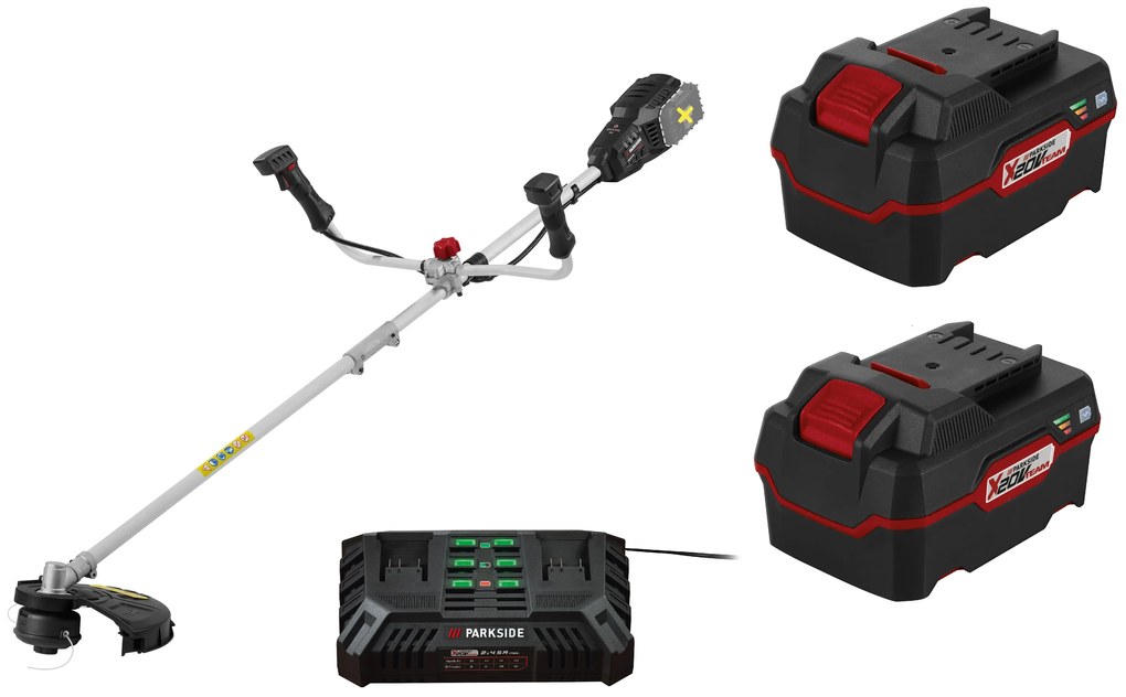 Parkside Performance® Aku krovinorez 2 v 1 + Akumulátor PAP 20 B3 20 V/4 Ah, 2 kusy + Dvojitá nabíjačka 20V 4,5 A Pdslg 20 B1 (800009117)