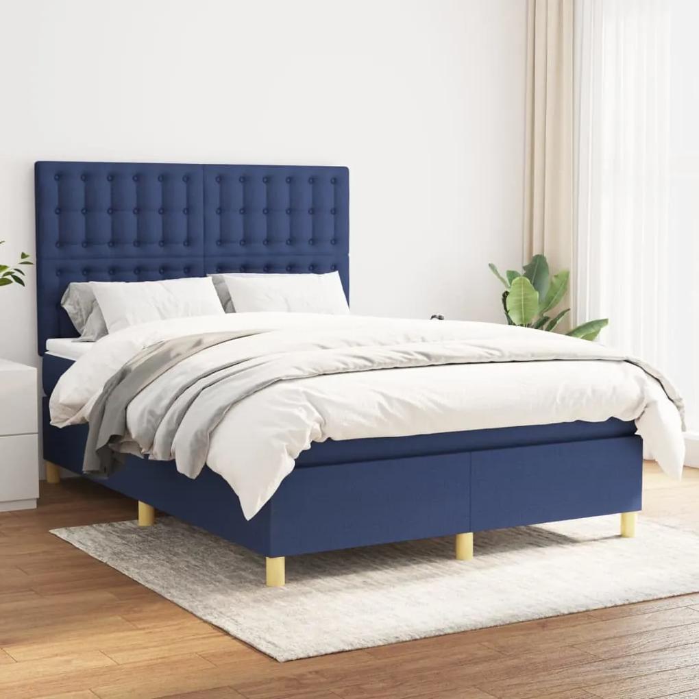 Boxspring posteľ s matracom modrý 140x190 cm látka 3142655