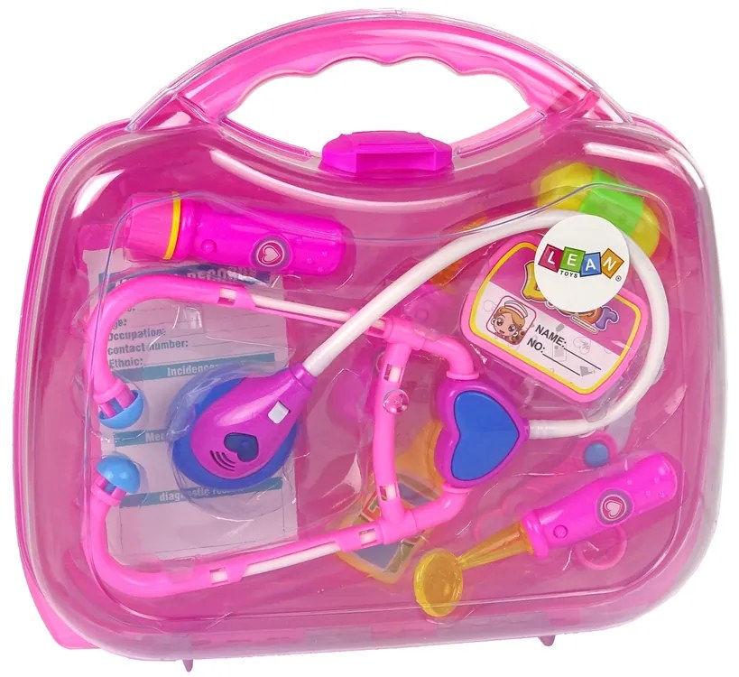 Lean Toys Lekárska súprava v ružovom kufríku