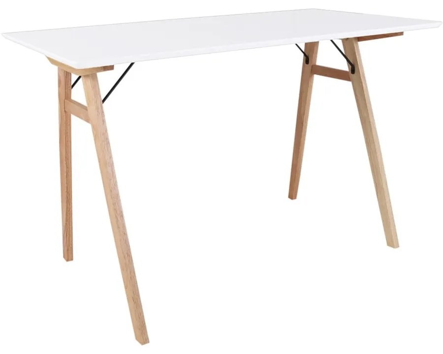 Biely stôl s hnedými nohami House Nordic Vojens Desk, dĺžka 120 cm