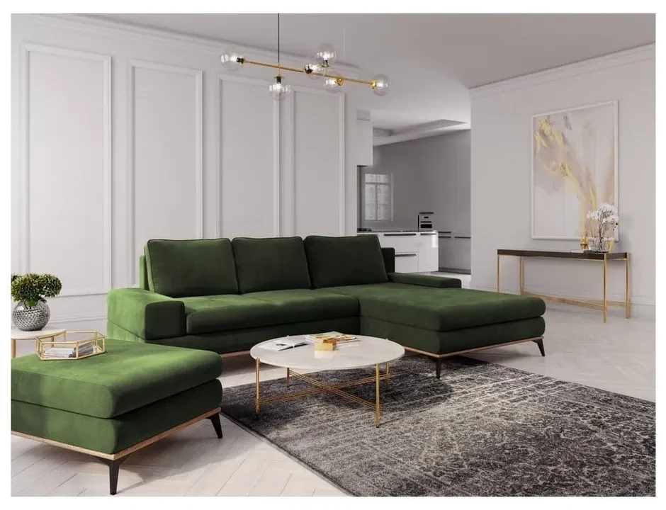Fľaškovozelená rozkladacia rohová pohovka Windsor & Co Sofas Planet, pravý roh