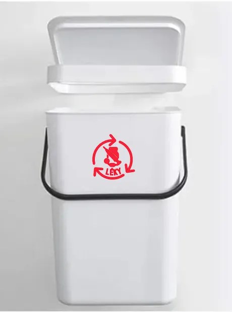 Štítok/nálepka na odpadkové koše, RECYKLÁCIA - Lieky 8cm