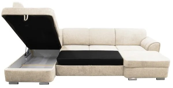 Rozkladacia ľavá rohová sedacia súprava do tvaru U SERPA, béžová, s úložným priestorom
