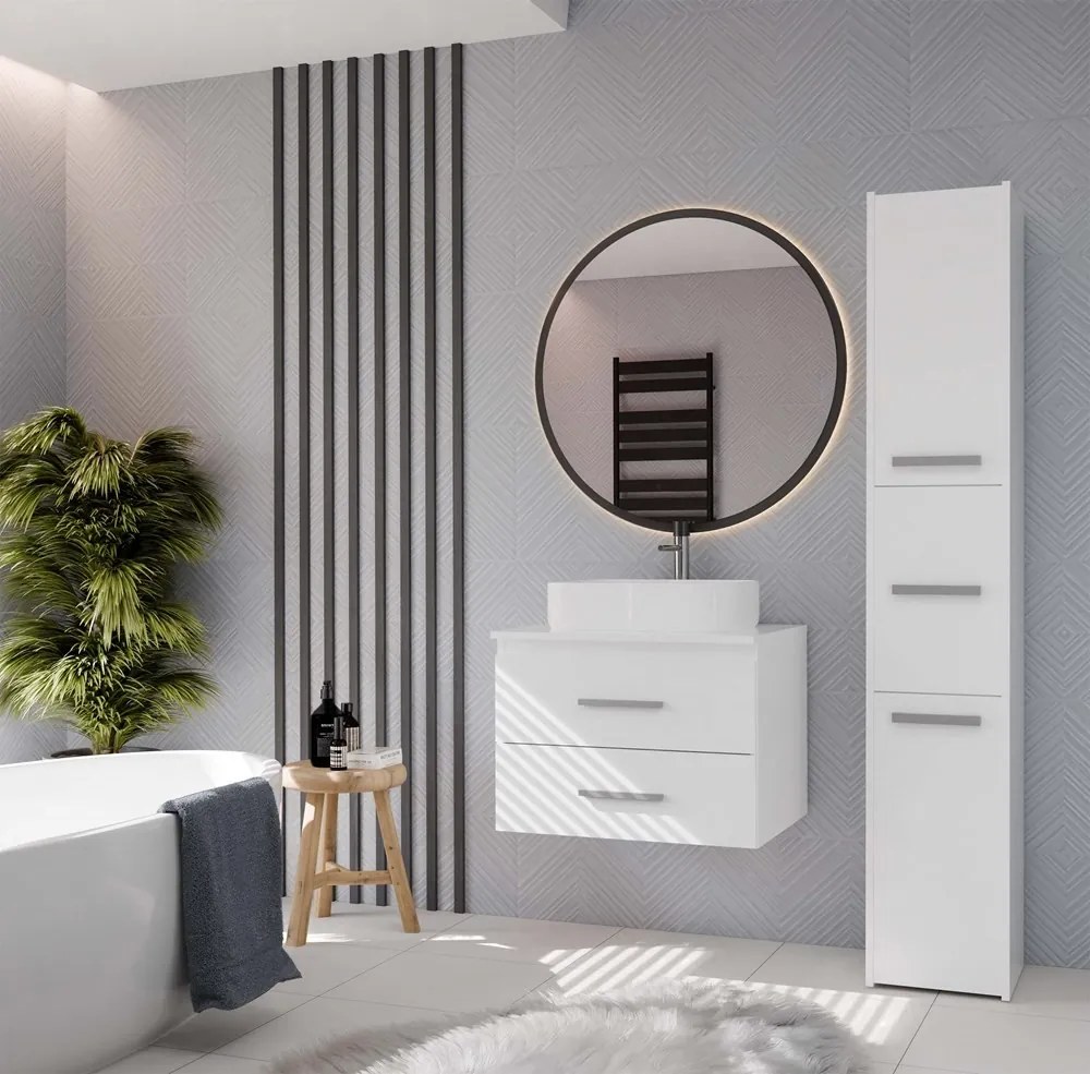 Závěsná skříňka pod umyvadlo s deskou NEL 2S 60 cm bílá