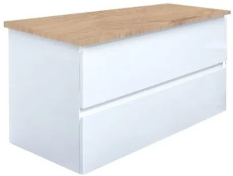 Kúpeľňová skrinka s krycou doskou SAT B-Way 99x50x45 cm biela lesk BWAY2100WDOAK, 1 ks