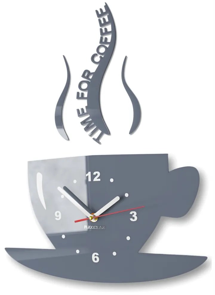 Nástenné hodiny Time for coffee sivá