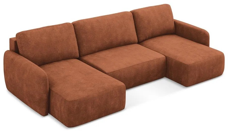 Terakotová ženilková rozkladacia/s úložným priestorom rohová pohovka (do tvaru "U") Lilo – Makamii