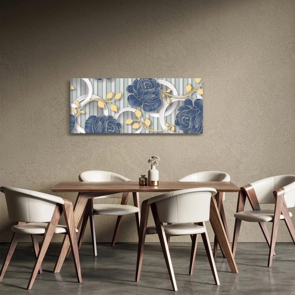 Obraz - Ruže a kruhy (120x50 cm)