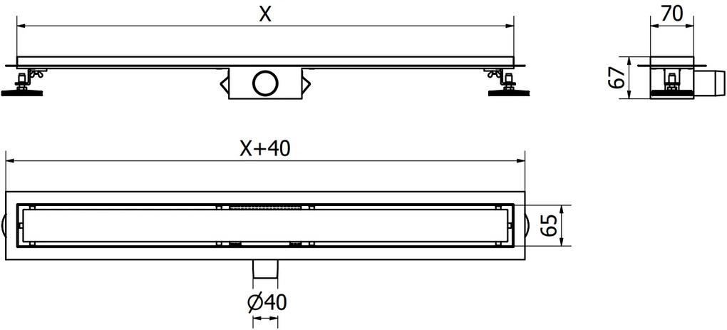 Mexen Flat nerezový sprchový žľab 50 cm vzor M18, 1023050-15