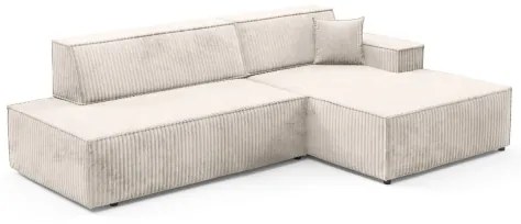 Rozkladacia rohová sedacia súprava s úložným priestorom do tvaru L TERAMO pravá béžová