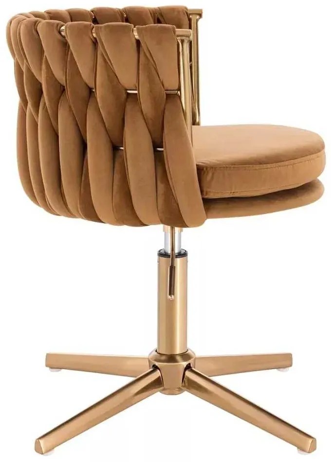 LuxuryForm DESIGN Stolička LYON VELUR na zlatom kríži - medová