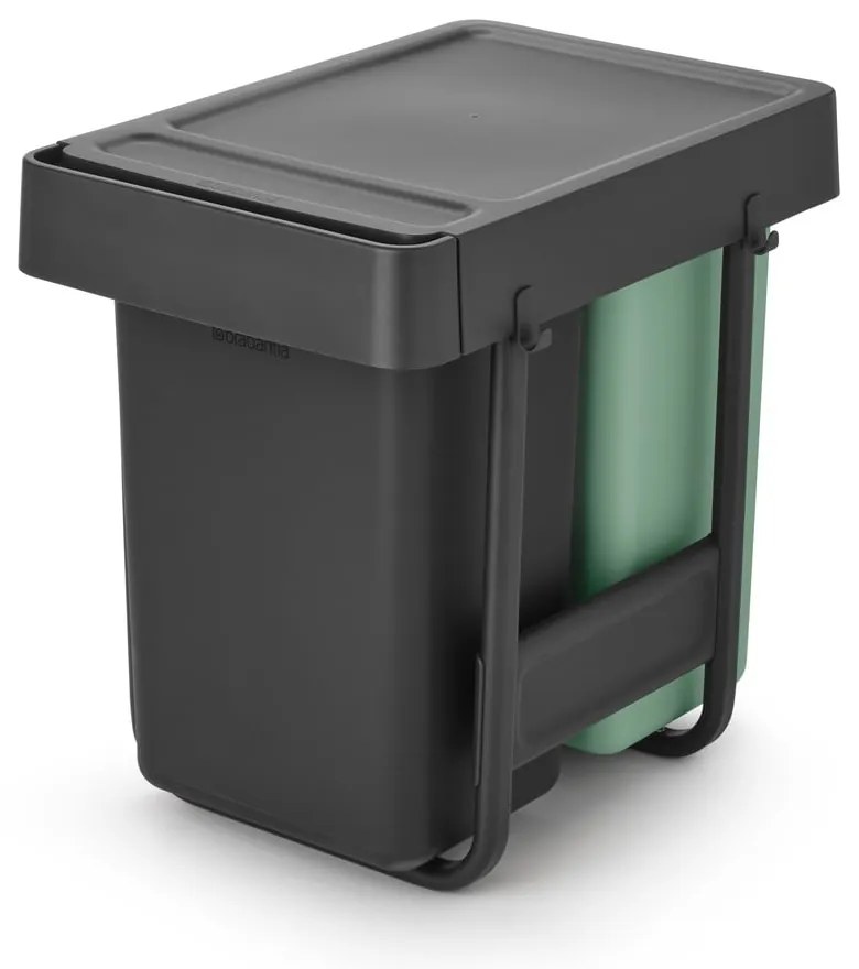 Vstavaný plastový odpadkový kôš na triedený odpad v mentolovo-tmavosivej farbe 30 l Sort&amp;Go – Brabantia