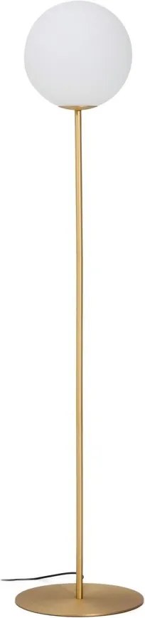Biela/v zlatej farbe stojacia lampa so skleneným tienidlom (výška 165 cm) Brisia – Kave Home