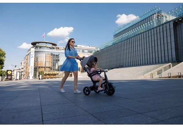 QPlay - Detská trojkolka 3v1 RITO STAR svetlošedá