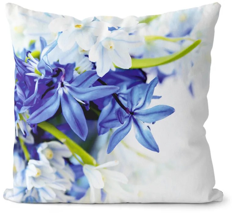 Vankúš Modré a biele kvety (Veľkosť: 55 x 55 cm)