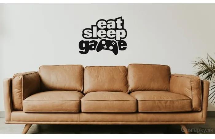 Nálepky na stenu - Eat Sleep Game Farba: azúrovo modrá 052