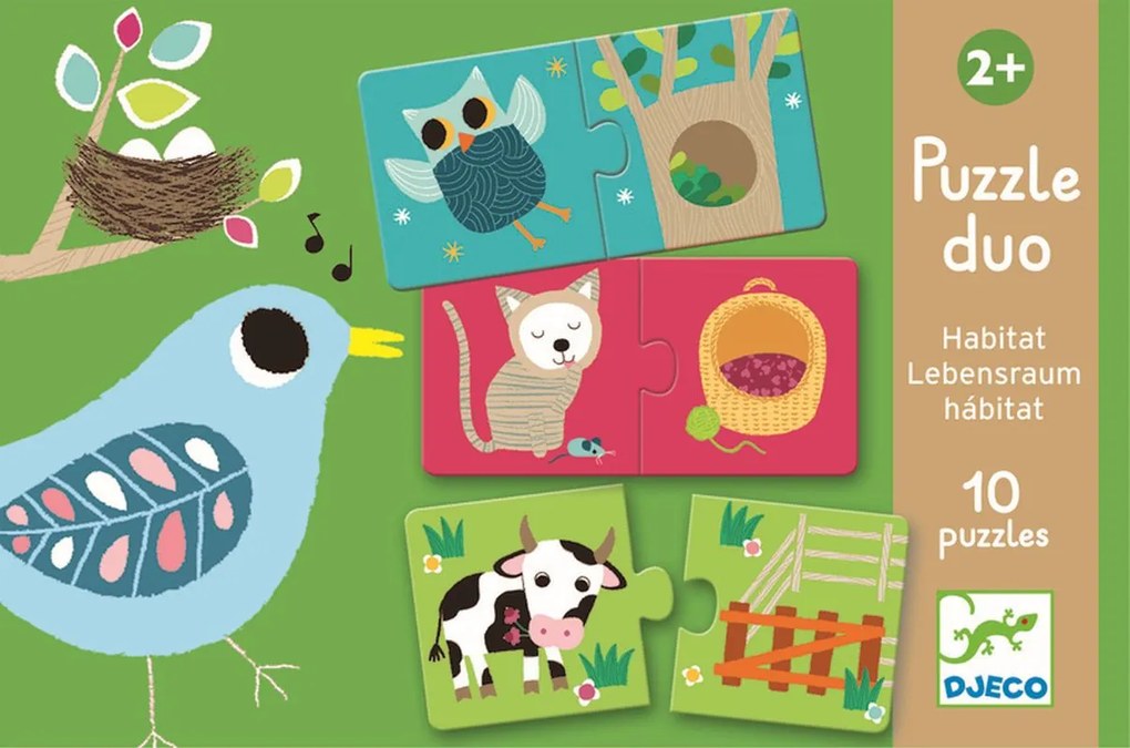 Puzzle Duo – Kde zvieratká bývajú (brlôžteky)