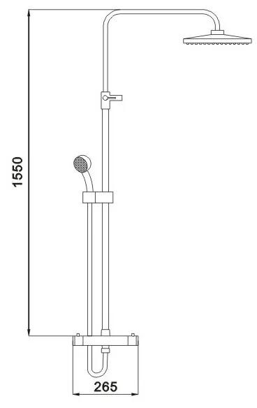 Mexen sprchovy set, termostatická sprchová batéria KAI so spodným uchytením a sprchová sada s hornou hlavicou Denis, čierna, 78135-70 + 77100-70