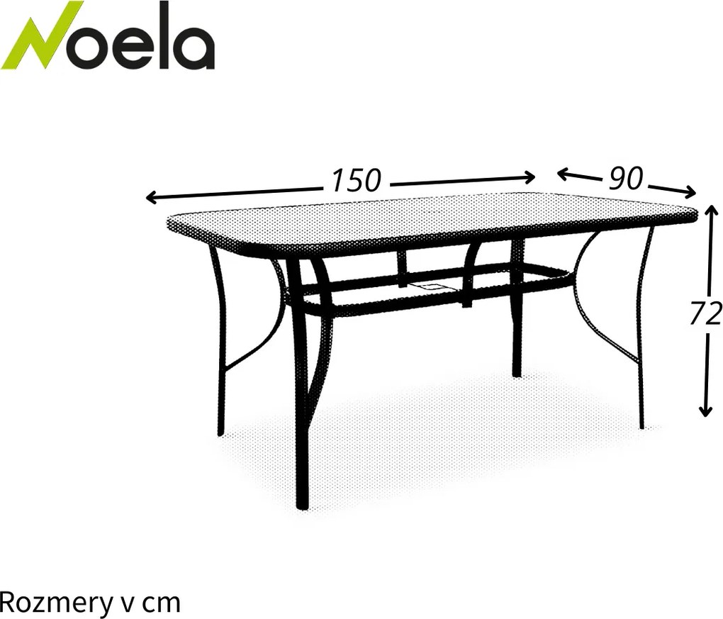 Noela Záhradný kovový stôl Klaudia - čierna doska
