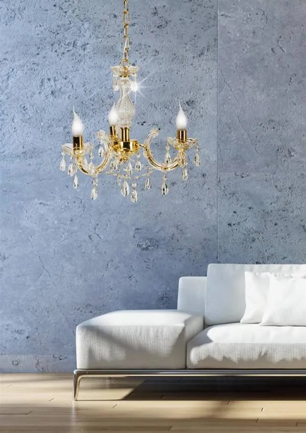 Candellux Zlatý krištáľový luster Maria Teresa pre žiarovku 3x E14 33-94639
