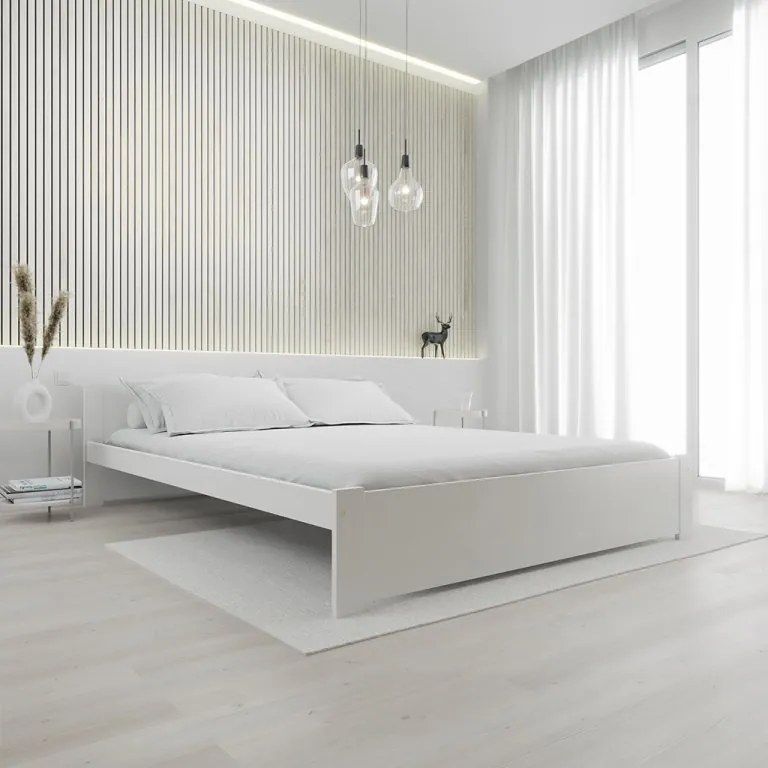 Posteľ IKAROS 160 x 200 cm, biela Rošt: S latkovým roštom, Matrac: Bez matraca