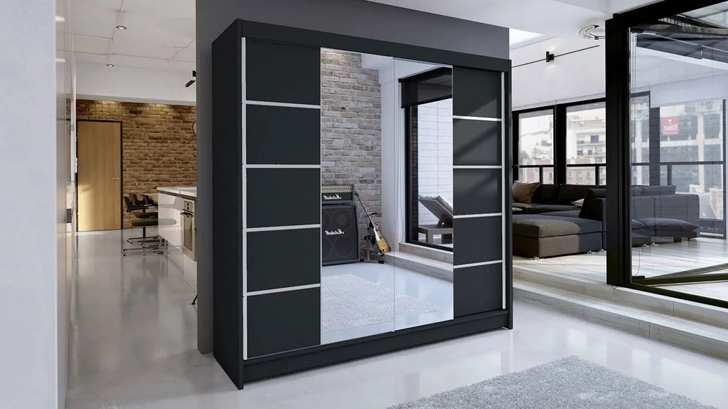 Posuvná skriňa Bar V, Farby: kašmír, Osvetlenie: osvetlenie LED RGB - farebné