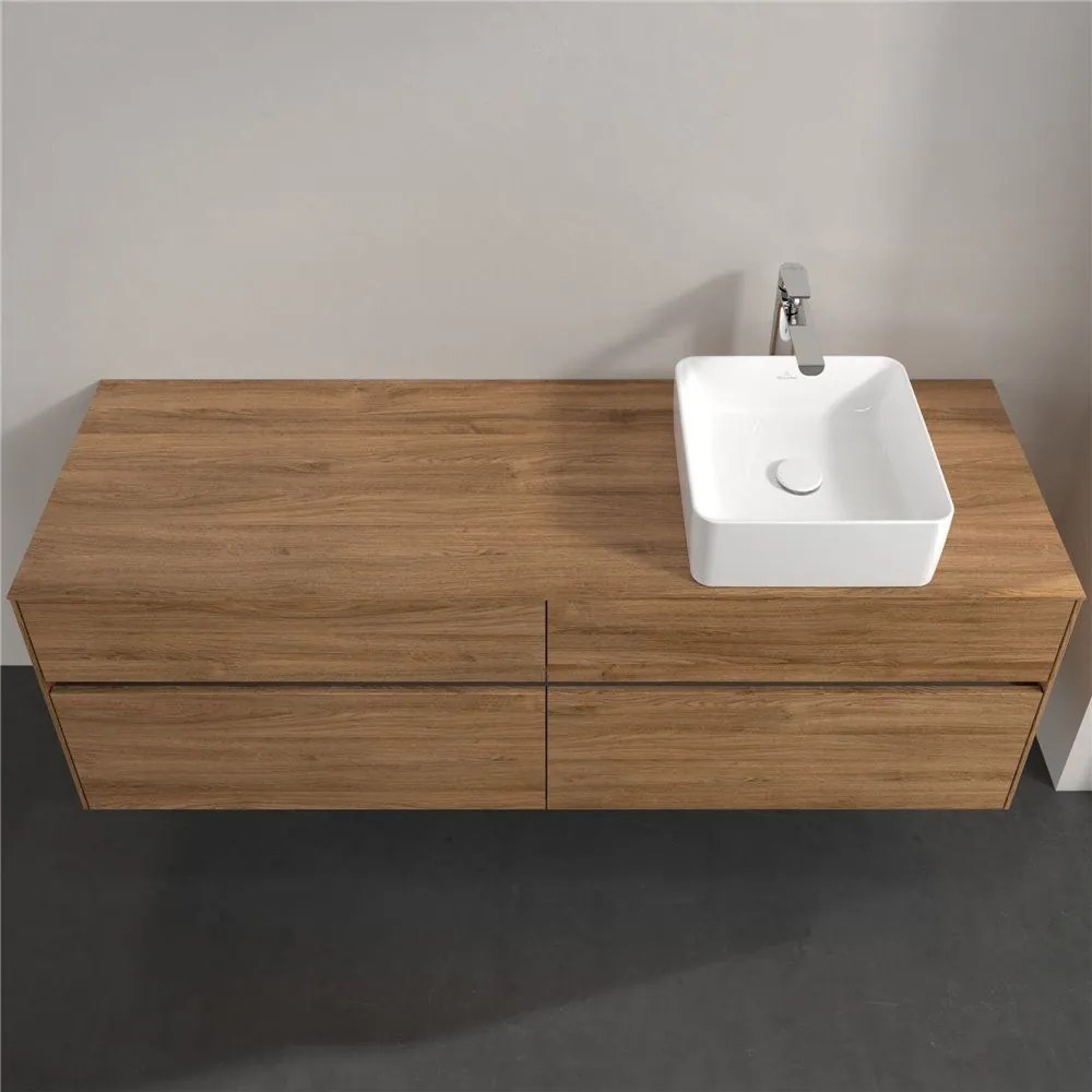 VILLEROY &amp; BOCH Collaro závesná skrinka pod umývadlo na dosku (umývadlo vpravo), 4 zásuvky, 1600 x 500 x 548 mm, Oak Kansas, C05100RH