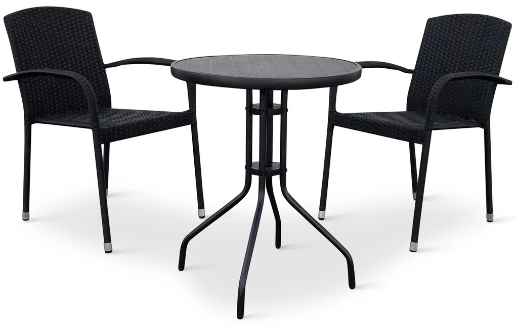 Noela Balkónový set Nina + 2x ratanová stolička Roma