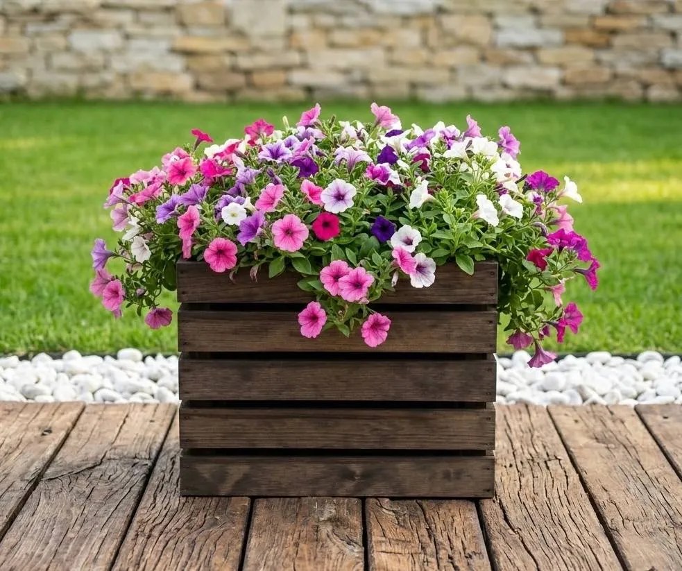 AMADEA Drevený obal na kvetináč tmavý, 32x32x24cm Český výrobok