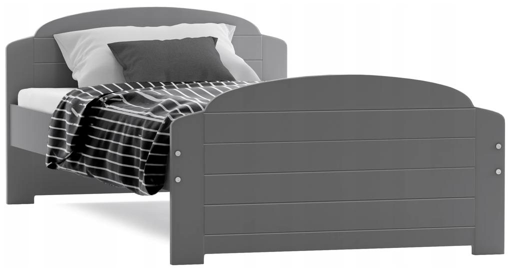 Interbeds Jednolôžková posteľ Lili pre teenagerov 200x90 s matracom a rámom - sivá
