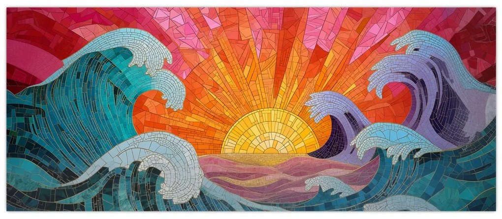 Obraz - Mozaika vĺn (120x50 cm)