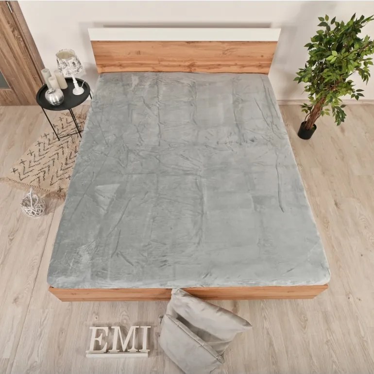 Plachta posteľná z mikroplyšu sivá EMI, Plachta 90x200