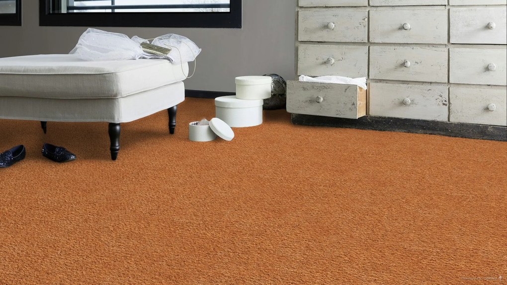 ITC, Koberec metráž Velveti 6933, na mieru, šíře 4m, oranžová, twinback (filc+juta), obchodné priestory