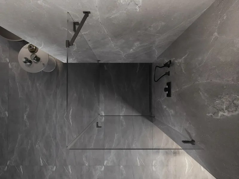 Mexen Lunar-B pravostranný výklopný sprchový kút 90 x 90 cm, číre sklo, grafitová, 832-090-090-95-00-P