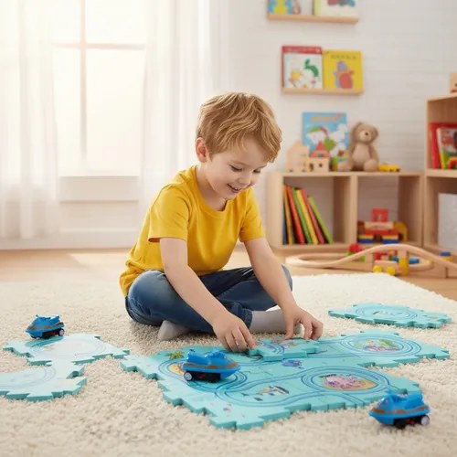 ISO Trade Kruzzel Puzzle autodráha 25 dielikov s vozidlami a dopravnými značkami pre deti 3+