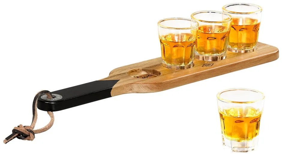 Drevená servírovacia doštička a 4 štamperlíky Gentlemen's Hardware