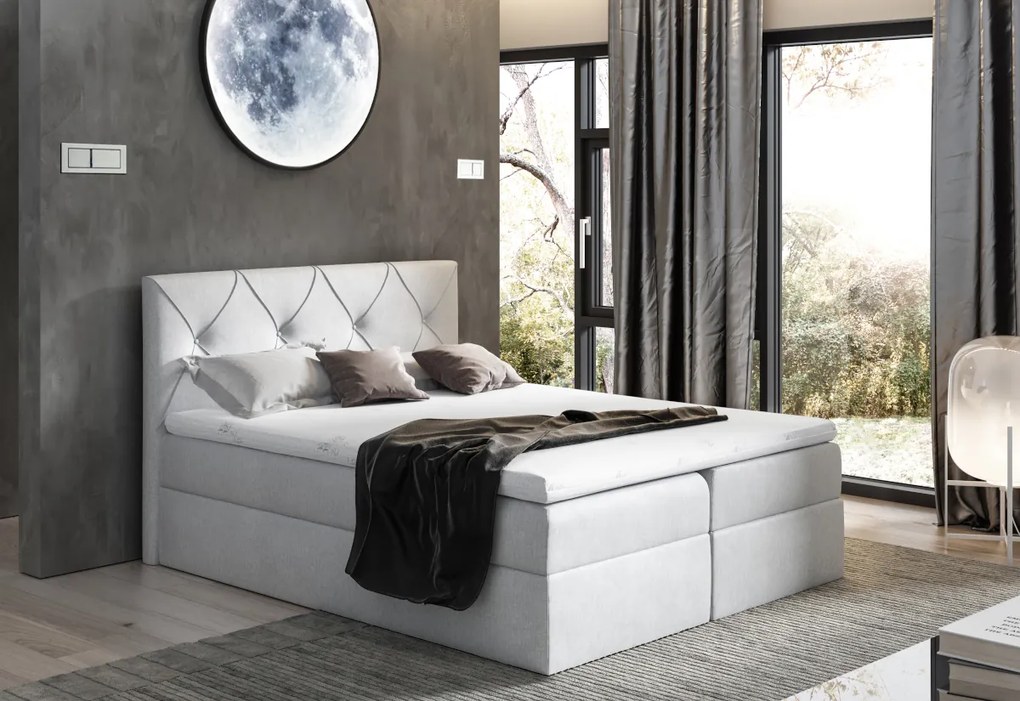 Čalúnená posteľ boxspring DIAMOND + topper, 160x200, fancy 90