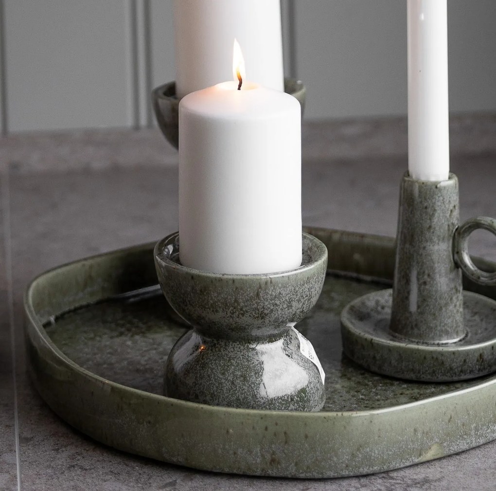 Storefactory Keramický svícínek Högalid Green 9 cm