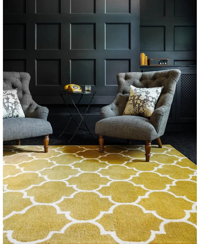 Okrovožltý ručne tkaný vlnený koberec 120x170 cm Albany – Asiatic Carpets